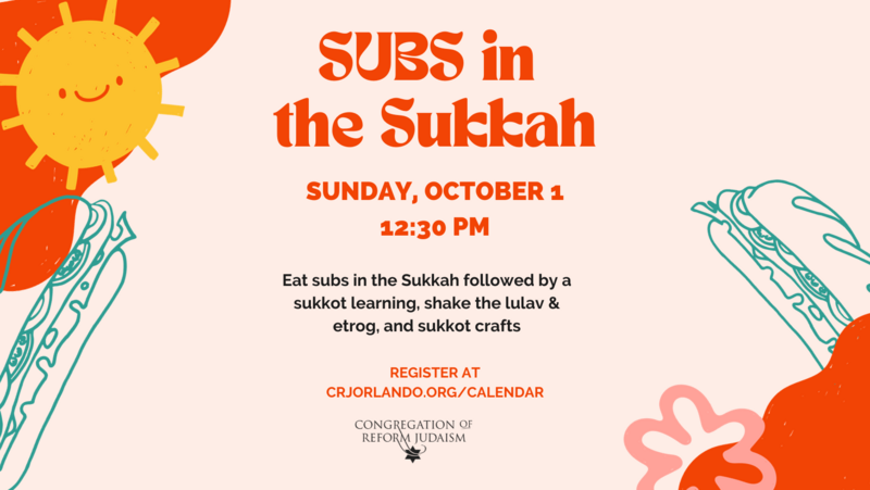 		                                		                                    <a href="https://www.crjorlando.org/event/subs-in-the-sukkah.html"
		                                    	target="">
		                                		                                <span class="slider_title">
		                                    Celebrate Sukkot with CRJ!		                                </span>
		                                		                                </a>
		                                		                                
		                                		                            	                            	
		                            <span class="slider_description">Eat subs in the Sukkah followed by a sukkot learning, shake the lulav & etrog, and sukkot crafts</span>
		                            		                            		                            <a href="https://www.crjorlando.org/event/subs-in-the-sukkah.html" class="slider_link"
		                            	target="">
		                            	Click Here to Register!		                            </a>
		                            		                            