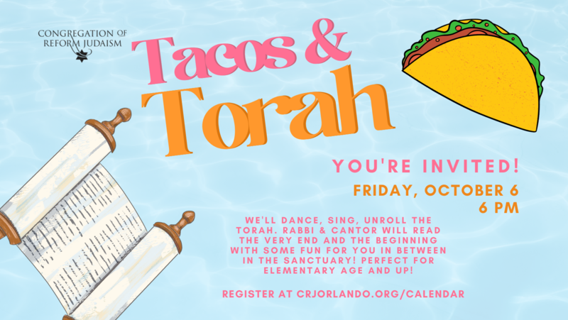 		                                		                                    <a href="https://www.crjorlando.org/event/simchattorah5784"
		                                    	target="">
		                                		                                <span class="slider_title">
		                                    Celebrate Simchat Torah with CRJ!		                                </span>
		                                		                                </a>
		                                		                                
		                                		                            	                            	
		                            <span class="slider_description">We'll dance, sing, unroll the torah. rabbi & cantor will read the very end and the beginning with some fun for you in between in the sanctuary! Perfect for elementary age and up!</span>
		                            		                            		                            <a href="https://www.crjorlando.org/event/simchattorah5784" class="slider_link"
		                            	target="">
		                            	Click Here to Register!		                            </a>
		                            		                            